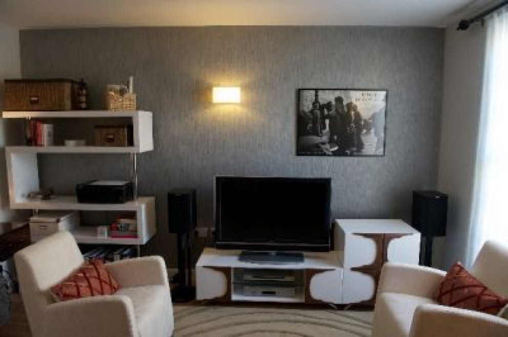 Modern Georgian Terrace House | Main living room with AV wall | Interior Designers